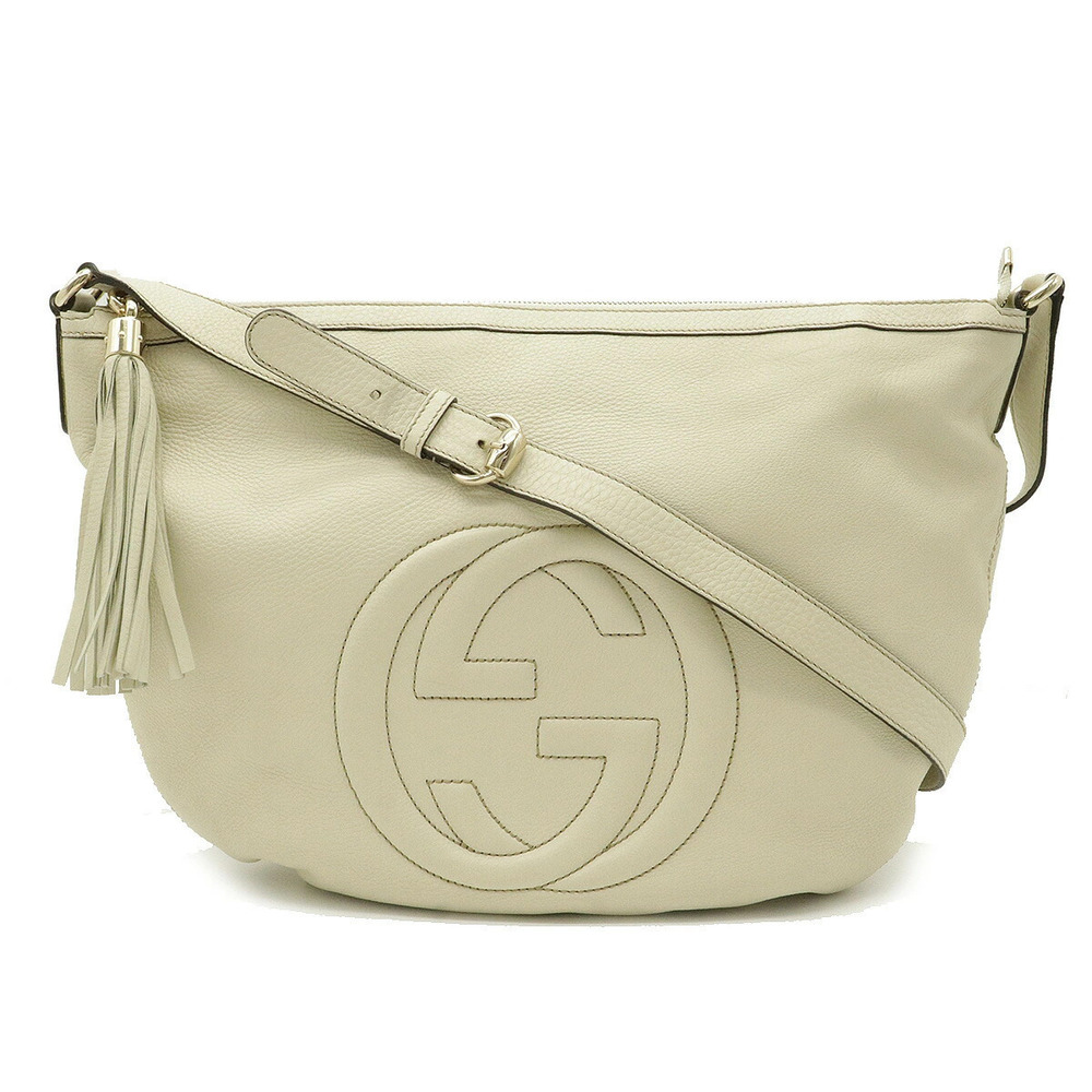 Gucci Soho Interlocking G Fringe Tassel Crossbody Bag Leather Ivory White